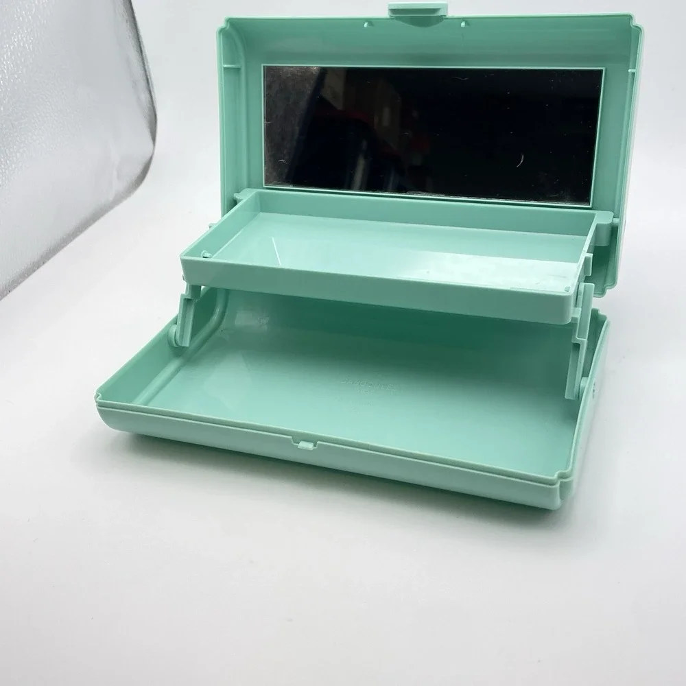 Caboodles‎ Take It Touch Up Cosmetic Makeup Organizer Sage Green 2 Tier W/Mirror